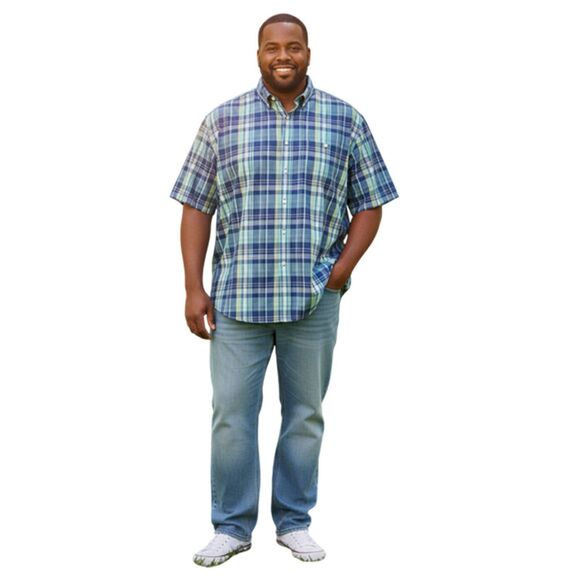 Croft & Barrow Blue Plaid Short Sleeve Button Down Shirt Size 2XB - Picture 9 of 11